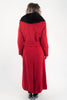 Image of Donatella Wool/Angora Maxi Coat with Detachable Fox Fur Collar - Red