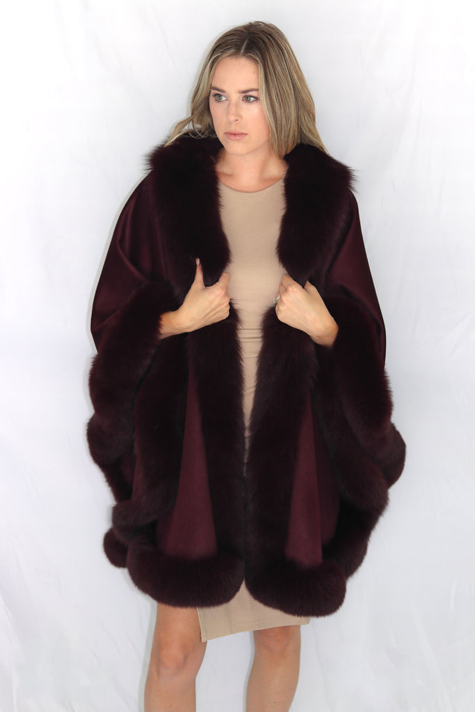 Dolce Cabo Rabbit Fur Stole Maroon / One Size