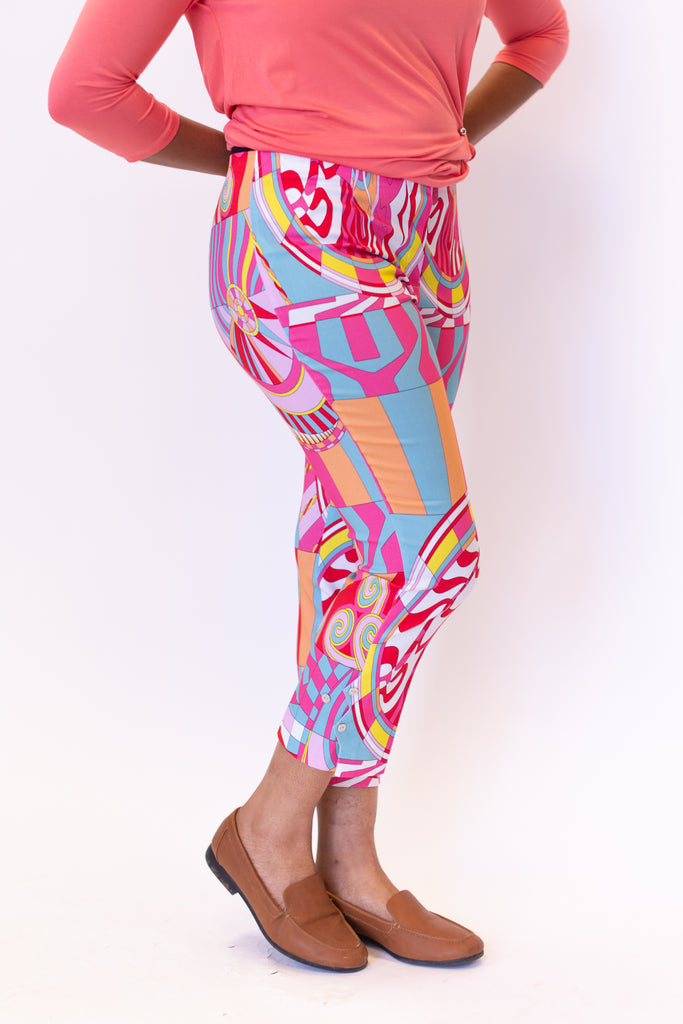 Insight New York Button Detail Stretch Techno Crop Pant - New Pink Pucci
