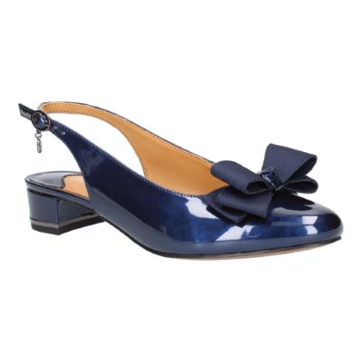 J. Reneé Tanay Low Heel Bow Front Slingback - Navy