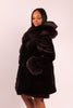 Image of Rippe's Furs Reversible Diamond Sheared Hooded Mink Fur Stroller with Fox Fur Trim - Brown
