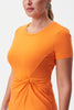 Image of Joseph Ribkoff Twist Front Short Sleeve Knit Top - Mandarin