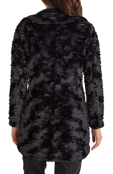 Kenneth Cole Textured Faux Fur Coat Plus Size - Black