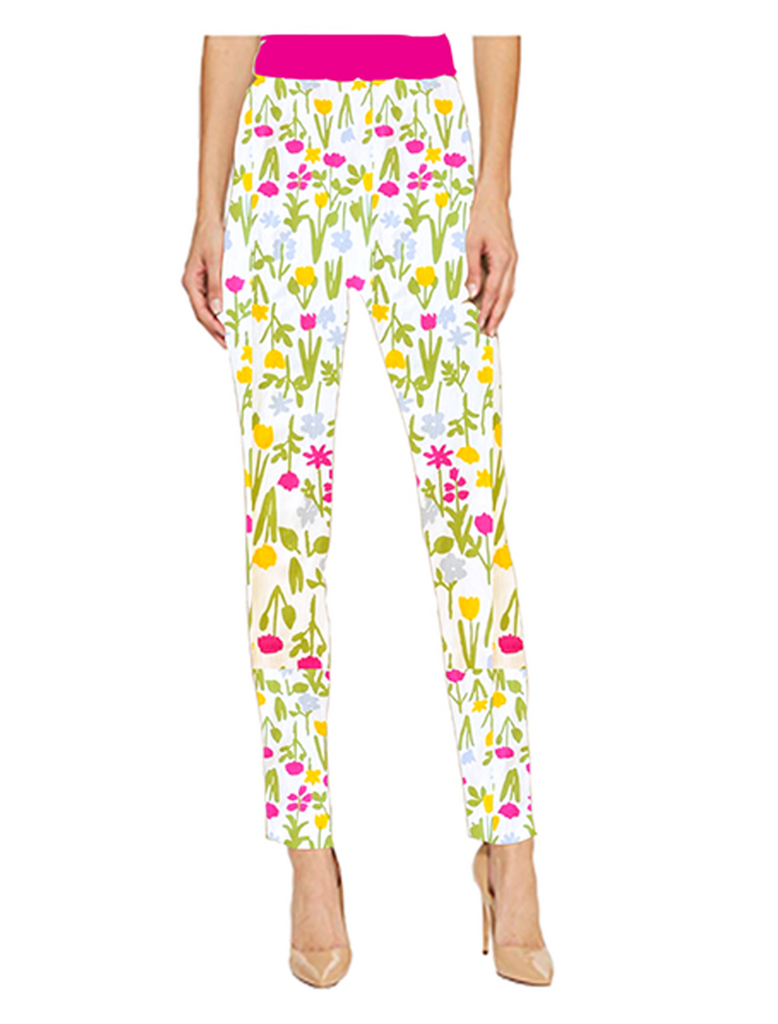 Krazy Larry Print Pull On Ankle Pant - Tulip