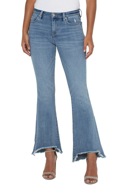 Liverpool Hannah Curved Fray Hem Flare Jean - Oracle Wash