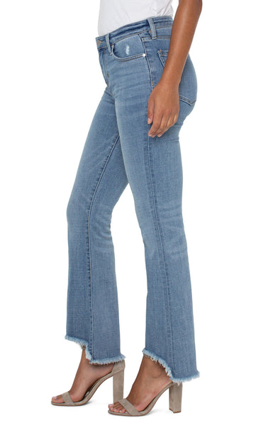 Liverpool Hannah Curved Fray Hem Flare Jean - Oracle Wash