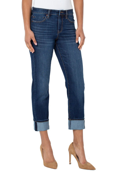 Liverpool Marley Girlfriend Cuffed Jean - Bartlett Wash