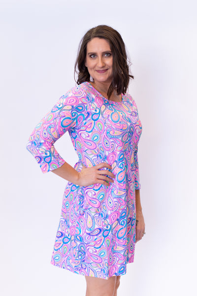 Lulu-B 3/4 Sleeve Print Dress - Paisley