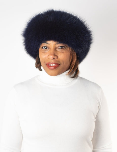 Rippe's Furs Luxe Fox Fur Headband - Navy