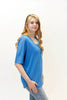 Image of Marble Two Piece Zip Neck Dolman Sleeve Top - Royal