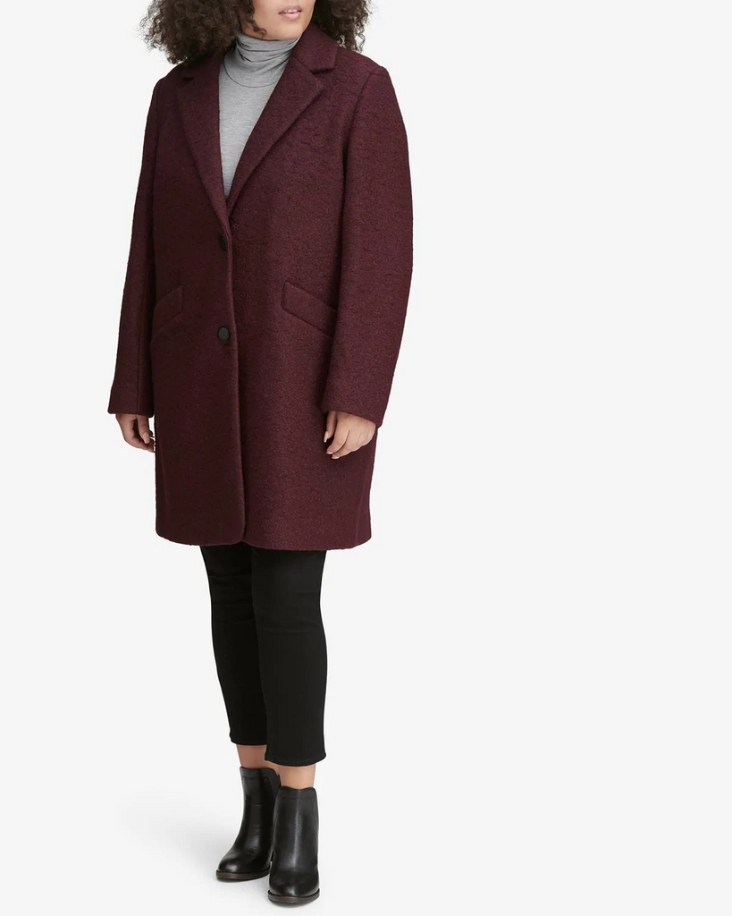 Marc New York Plus Size Paige Wool Blend Bouclé Coat - Burgundy – Rippe's