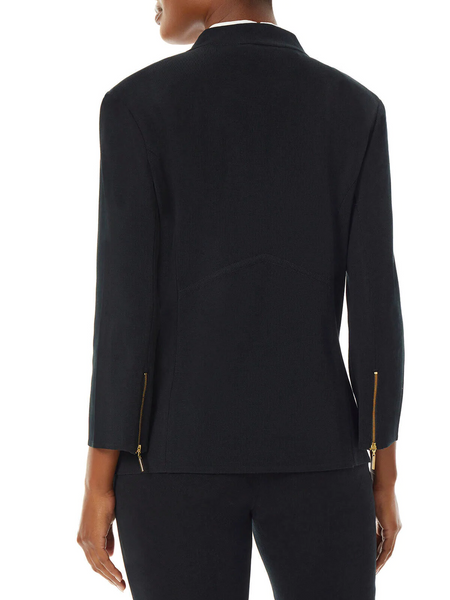 Ming Wang Faux Double Breasted Knit Blazer - Black
