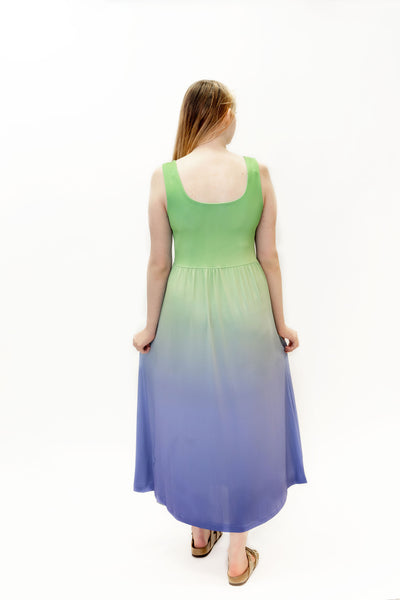 Nally & Millie Sleeveless Ombré Empire Waist Maxi Dress - Green/Blue