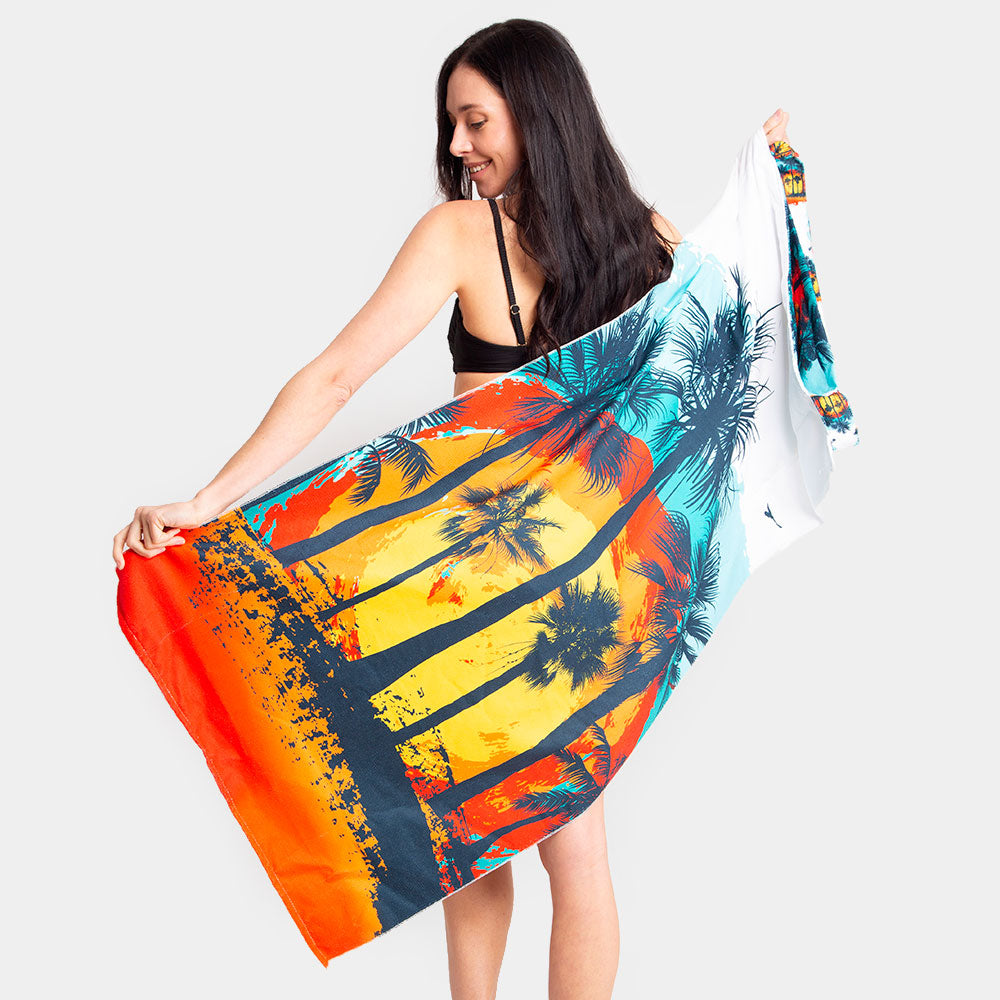 2-in-1 Beach Towel/Tote Bag - Palm Tree Print