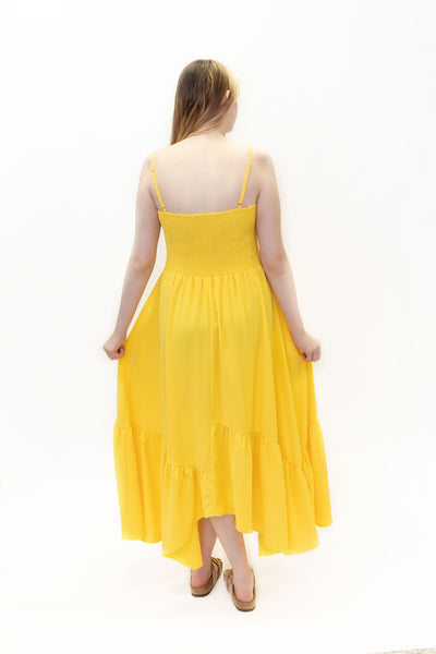 Patrizia Luca Smocked Sleeveless Maxi Dress - Yellow