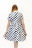 Image of Pure Essence Short Sleeve Polka Dot Baby Doll Dress - White/Indigo