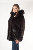 Image of Rippe's Furs Mink Fur Jacket with Detachable Fox Fur Trim Hood - Mahogany