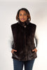 Image of Rippe's Furs 24" Long Hair Female Mink Fur Vest - Mahogany