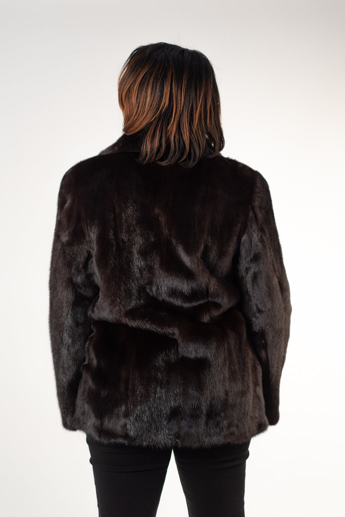 Rippe's Furs Mink Fur Wing Collar Jacket - Mahogany