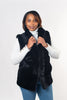 Image of Rippe's Furs Sheared Mink Fur Vest with Long Hair Mink Fur Trim - Black