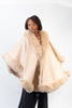 Image of Rippe's Furs Cashmere Cape with Fox Fur Trim - Beige