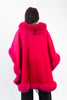 Image of Rippe's Furs Cashmere Cape with Fox Fur Trim - Hot Pink