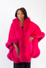 Image of Rippe's Furs Cashmere Cape with Fox Fur Trim - Hot Pink