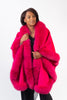 Image of Rippe's Furs Cashmere Cape with Fox Fur Trim - Hot Pink