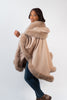 Image of Rippe's Furs Hooded Cashmere Cape with Fox Fur Trim - Oatmeal