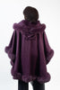 Image of Rippe's Furs Hooded Cashmere Cape with Fox Fur Trim - Purple