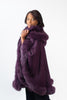 Image of Rippe's Furs Hooded Cashmere Cape with Fox Fur Trim - Purple