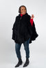 Image of Rippe's Furs Hooded Knitted Mink Zip Front Poncho - Black