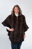 Image of Rippe's Furs Hooded Knitted Mink Zip Front Poncho - Brown