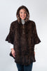 Image of Rippe's Furs Hooded Knitted Mink Zip Front Poncho - Brown