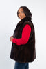 Image of Rippe's Furs 28" Leather Reversible Long Hair Female Mink Fur Vest - Mahogany