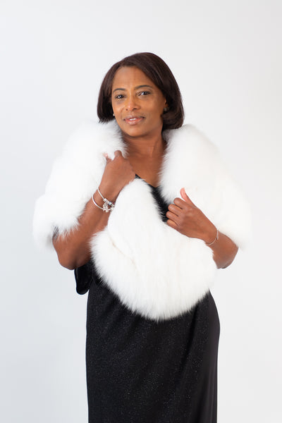 Rippe's Furs Three Tier Fox Fur Stole - White