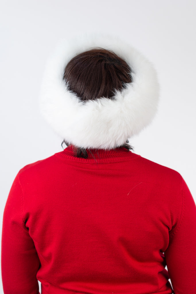 Rippe's Furs Wide Fox Fur Headband - White