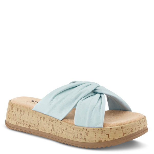 Spring Step Ebosia Crossover Leather Platform Sandals - Light Blue