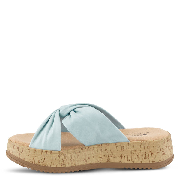 Spring Step Ebosia Crossover Leather Platform Sandals - Light Blue