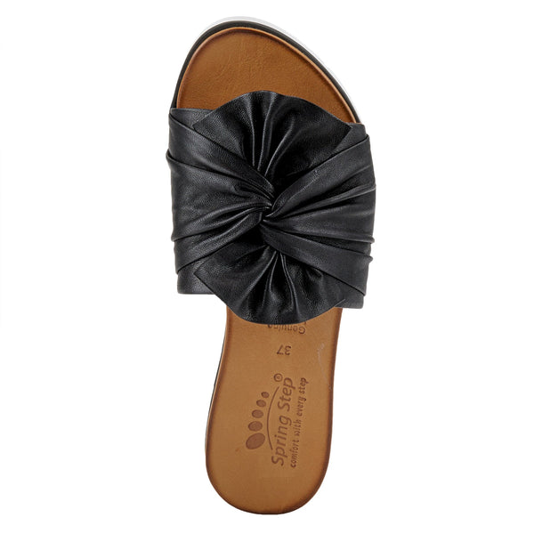 Spring Step Lavona Twist Leather Slide Sandal - Black