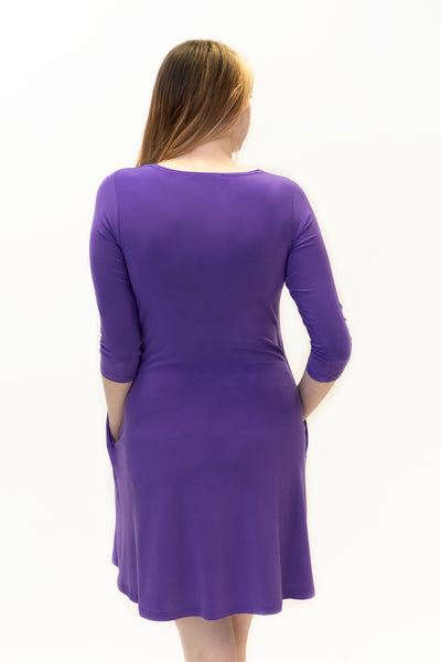 Sympli Trapeze Dress 3/4 Sleeve - Ultraviolet