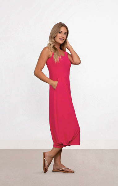 Sympli Pleat Hem Tank Dress - Watermelon