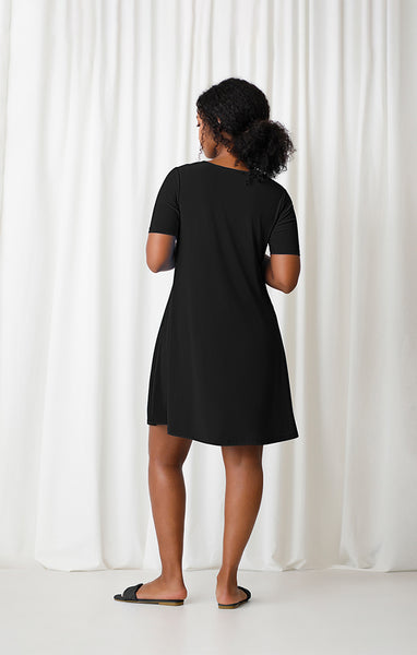 Sympli Trapeze Dress Short Sleeve - Black *Take 15% Off*