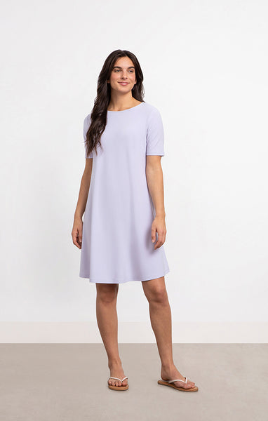 Sympli Trapeze Dress Short Sleeve - Lavender