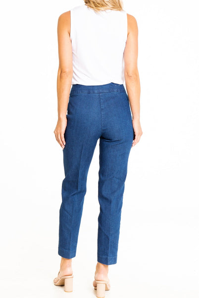 Thin Her Tummy Control Ankle Slit Pant - Light Indigo