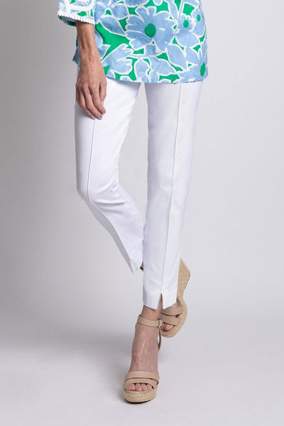 Thin Her Tummy Control Ankle Slit Pant - White