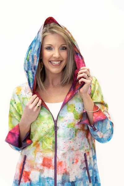 UbU Reversible Hooded Zip Front Parisian Raincoat - Multicolor *Take an Extra 30% Off*