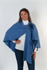 Image of Rippe's Furs Fox Fur Trim Wool Shoulder Loop Wrap - Denim