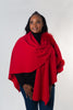 Image of Rippe's Furs Fox Fur Trim Wool Shoulder Loop Wrap - Red