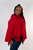 Image of Rippe's Furs Fox Fur Trim Wool Shoulder Loop Wrap - Red